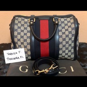 **SOLD**Auth. Gucci Web Medium Boston bag
